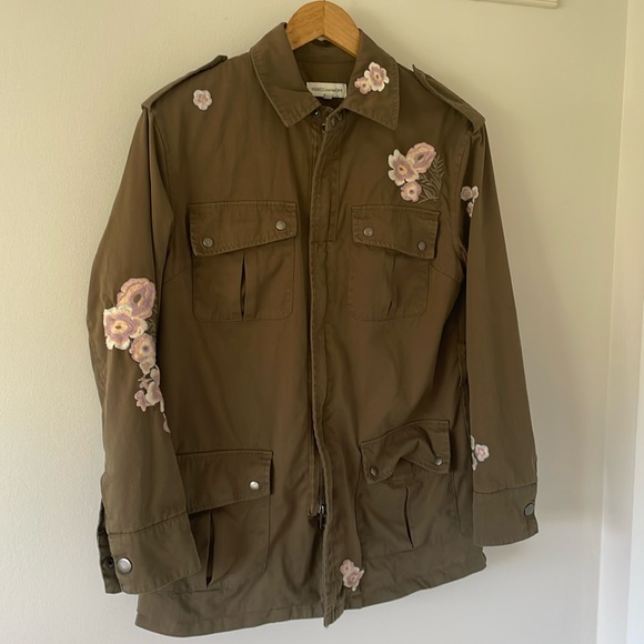 Rebecca minkoff military style jacket with floral embroidery size xs - Picture 1 of 7